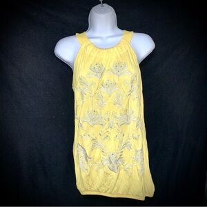 Women’s INC International Concepts Yellow Embroidered Halter Top Size Small